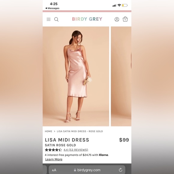 Lisa MIDI Dress Satin- Rose Gold XL - Picture 1 of 4